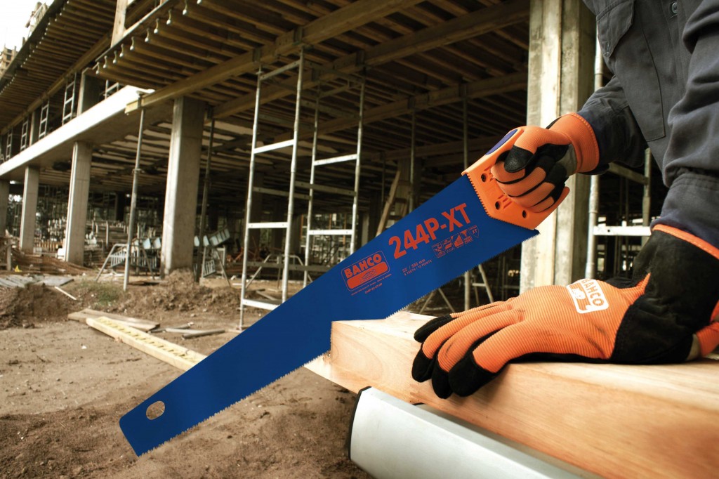 Bahco's new 244P-XT hand saw with blue, low friction, coated blade